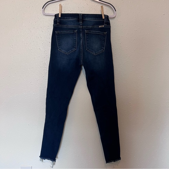 KanCan Los Angeles Jean, size 7 / 27 waist, dark wash, high rise, frayed ankles - Picture 2 of 7